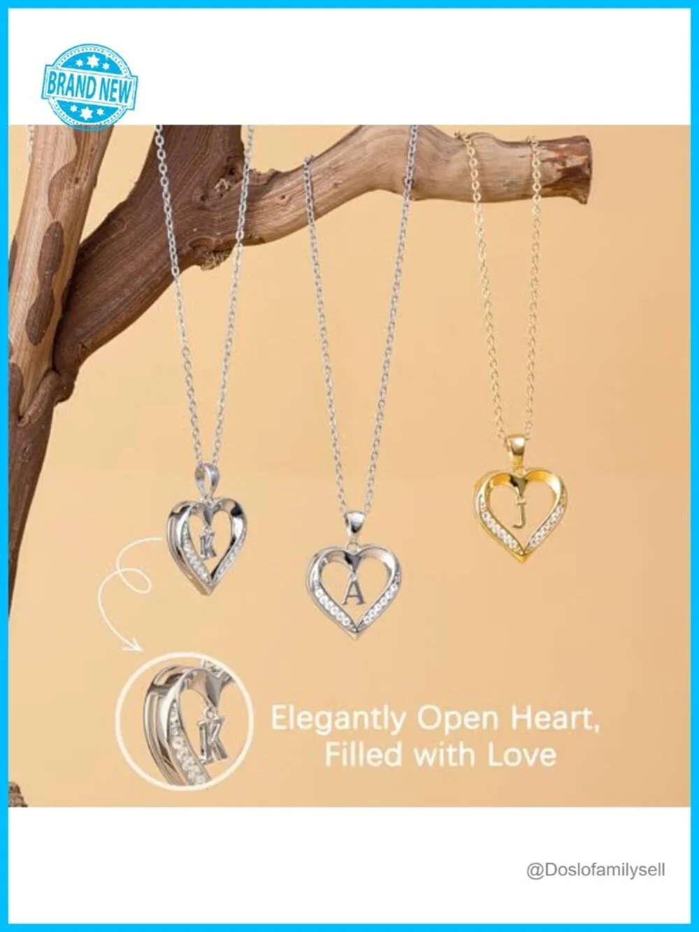 Dainty 14K Gold Plated CZ Heart Initial Pendant Necklace with Letter A-Z